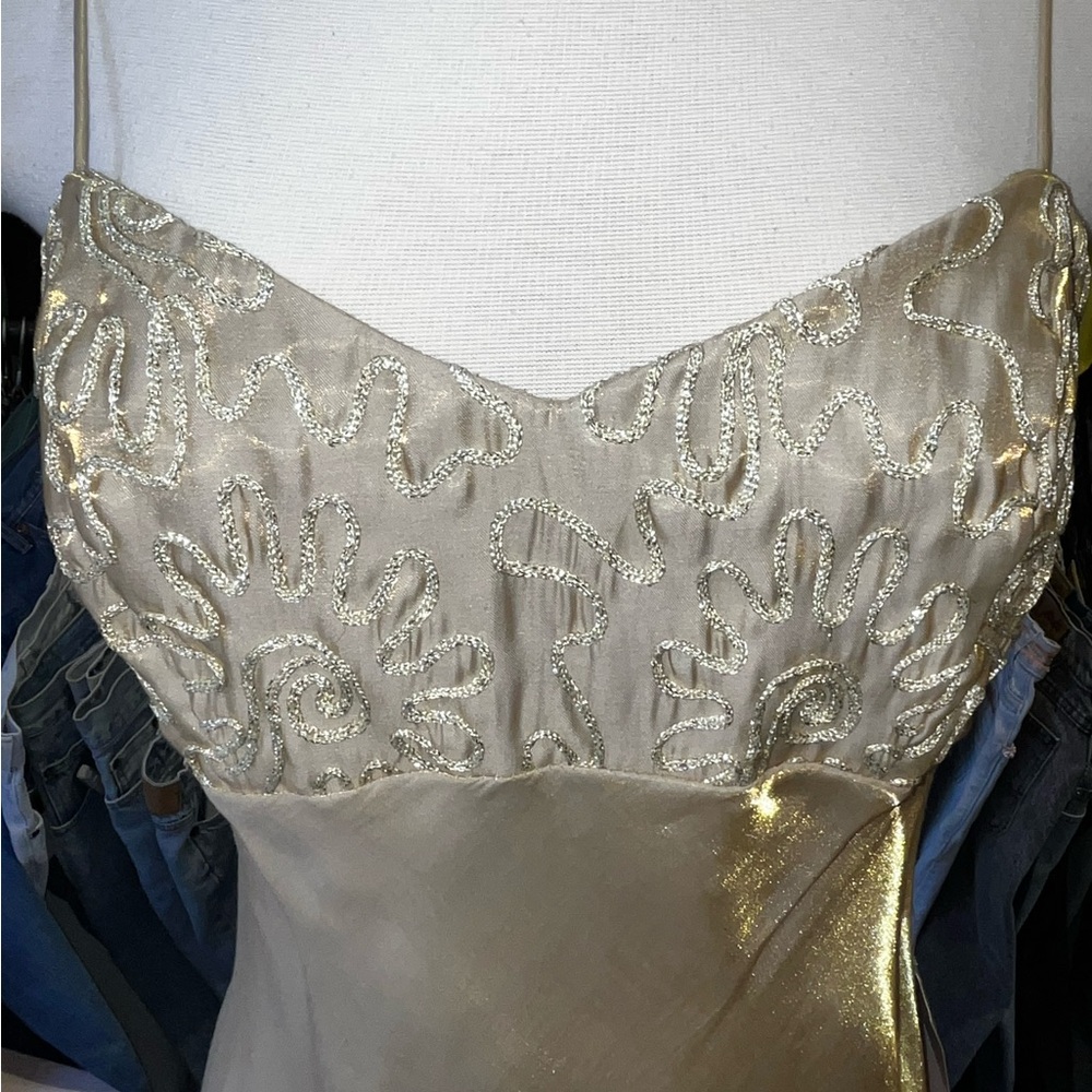 Vintage 90’s liquid gold satin empire waist bias cut gown - Picture 5 of 5